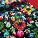 Garlands & Ornaments - Black - Christmas Fabric- 100% Cotton Print Fabric, 44/45" Wide