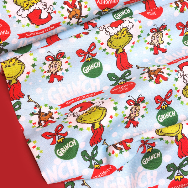 Grinch Happy Wholidays - 100% Cotton Print Fabric, 44/45" Wide
