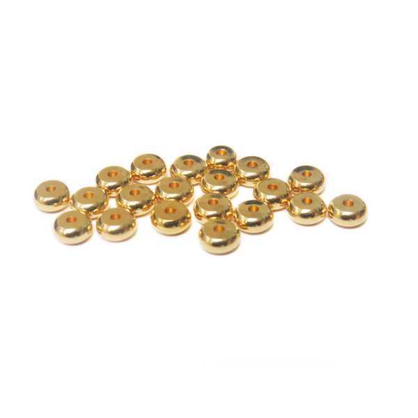 Heishe Spacer Bead, Gold Plated Brass, 5mm; 20 pieces