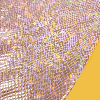 Holographic Rose Gold Scales, Lycra Fabric - 60" Wide