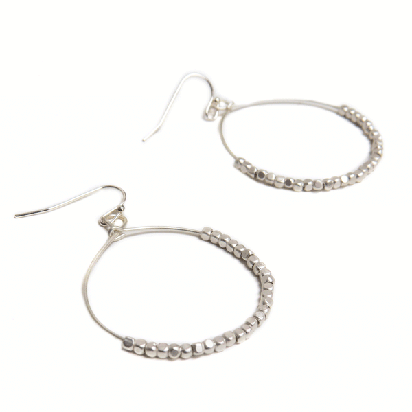 Snowy Day Earrings, Silver; 1 pair