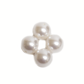 Medium Glass Pearl, White, 20mm; 4 pieces