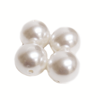 Medium Glass Pearl, White, 20mm; 4 pieces