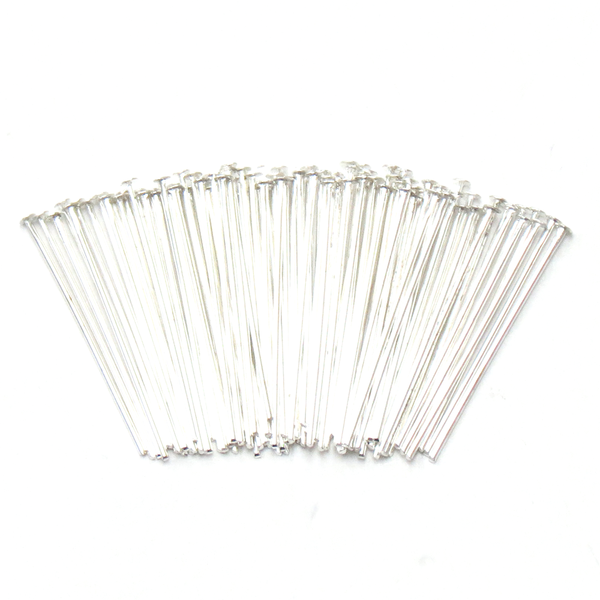 Headpin, Silver Plated Brass-1" approx.; 100pcs