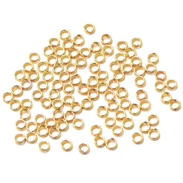 Split Ring, Gold Plated, Brass, 4mm