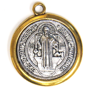 Saint Benedict Charm, Two Toned- Large; 36mm