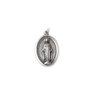Virgin Mary Italian Charm, Antique Silver, 25x16mm - 1 piece