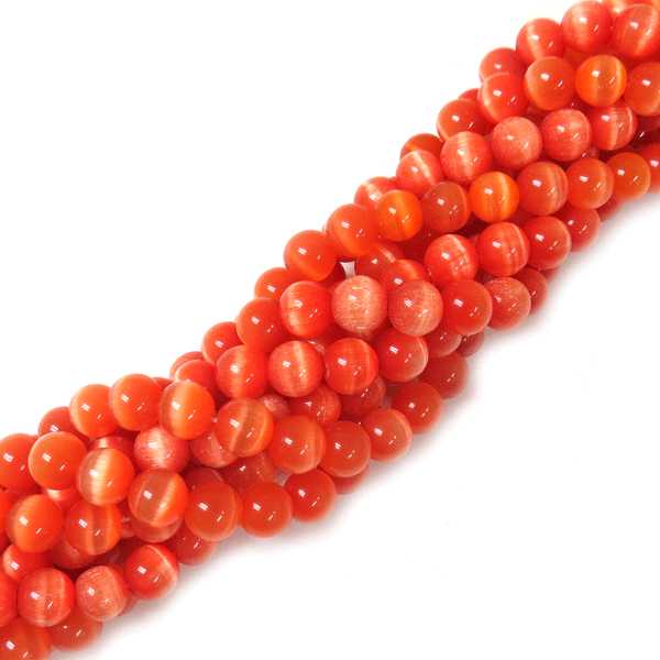 Cuentas Redondas Cat Eye - Anaranjado