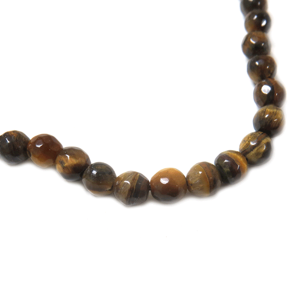 Ojo de Tigre Facetado / Faceted Tiger Eye Gemstone Beads - 6mm Round
