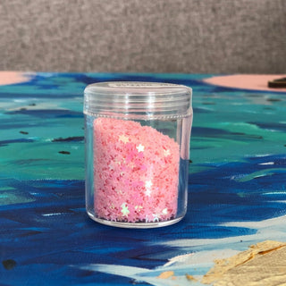 Closed Star Shaped Pink Glitter Closed; 10grams