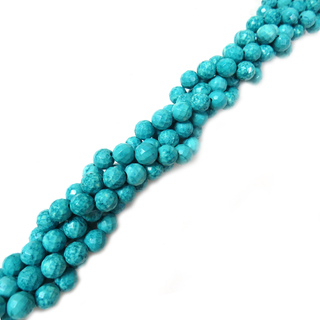 Round Faceted Turquoise Bead, 8mm - 1 strand