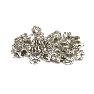 Iron Spacer Bead with Loop, Silver, 6 x 11 mm , 10 pcs