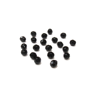 Jet, Round Faceted Fire Polished; 8mm - 20 pcs
