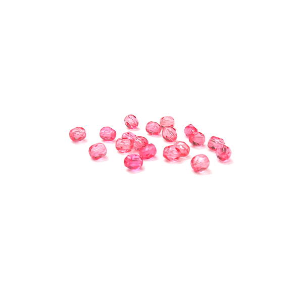 Light Pink, Round Faceted Fire Polished; 4mm - 20 pcs