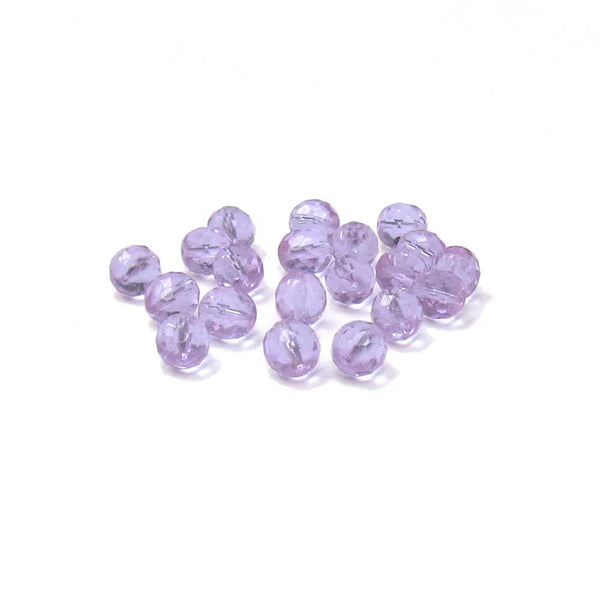 Lilac, Round Faceted Fire Polished Beads-10mm; 20pcs