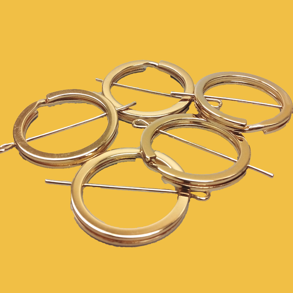 Llavero de Stainless Steel / Round Key Stainless Steel Ring, Gold Wedge, 25mm; 5 pieces