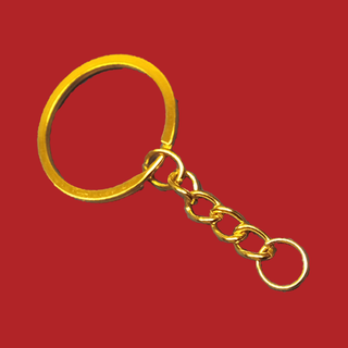 Llavero con cadena color oro - Gold Round Key Rings; 30mm; 10 pieces