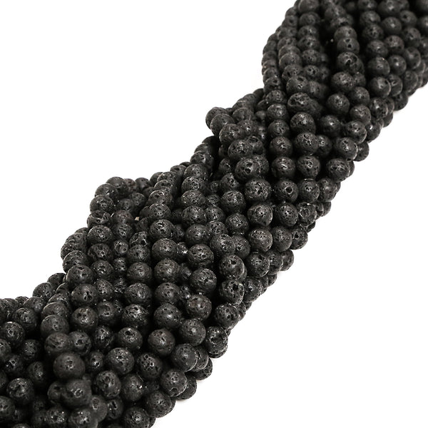 Black Lava Stone Beads, 8mm Round