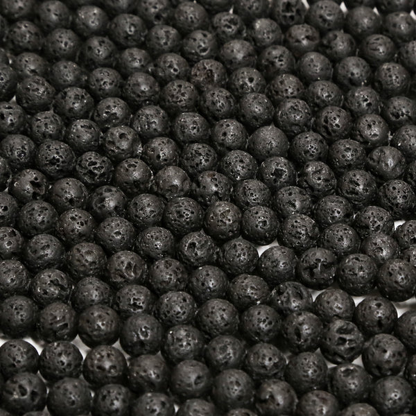 Black Lava Stone Beads, 8mm Round