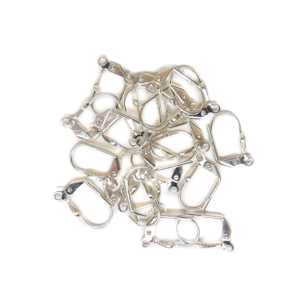 Leverback Earwire with Shell, Silver Plated Brass-16mm; 20pcs