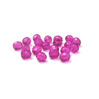 Magenta, Round Faceted Fire Polished Beads- 10mm; 20pcs