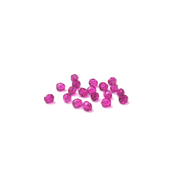 Magenta, Round Faceted Fire Polished; 4mm - 20 pcs