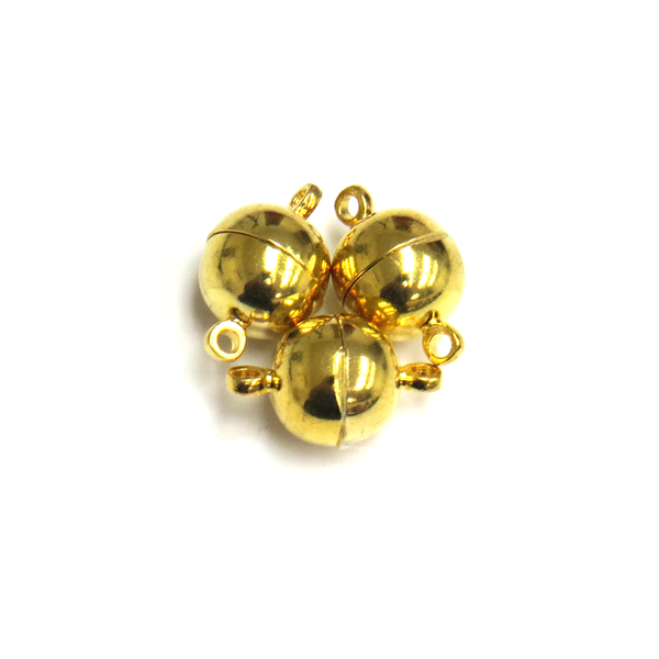 Round Magnetic Clasp, Gold, 10mm; 3 pieces