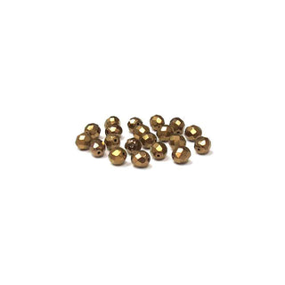 Metallic Gold, Round Faceted Fire Polished; 8mm - 20 pcs