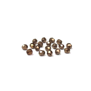 Metallic Gold, Round Faceted Fire Polished; 6mm - 20 pcs