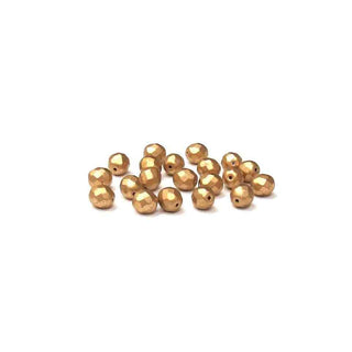 Opaque Gold, Round Faceted Fire Polished; 8mm - 20 pcs