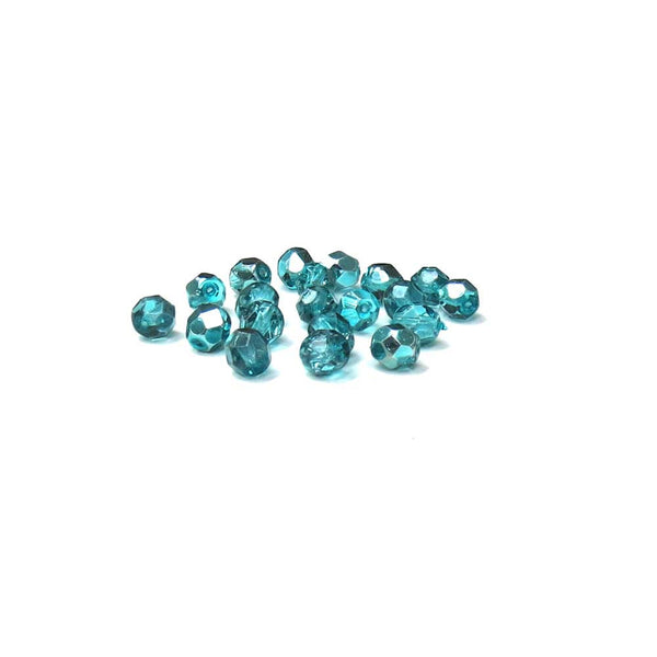 Two Tone Metallic Turquoise, Round Faceted Fire Polished, 6mm - 20 pcs