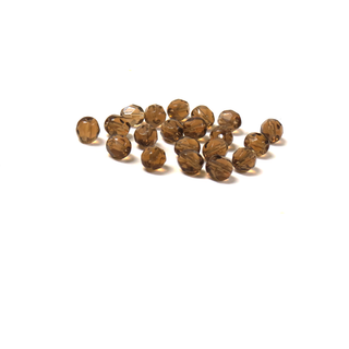 Mocca, Round Faceted Fire Polished; 6mm - 20 pcs