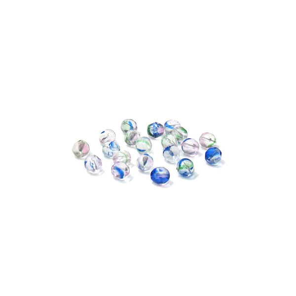 Multi, Round Faceted Fire Polished; 6mm - 20 pcs