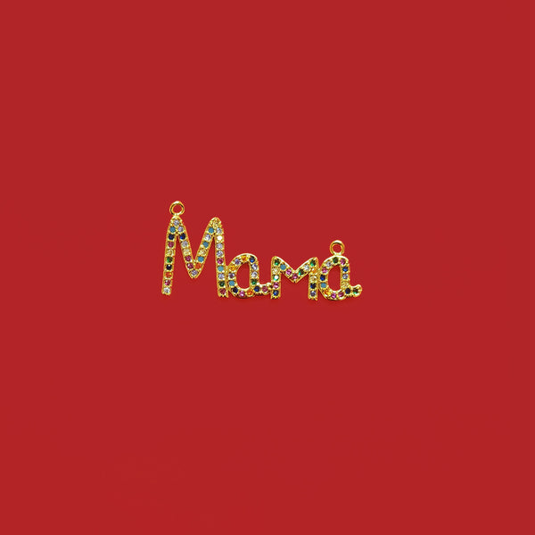 Mamá - Conector con Rhinestones MULTICOLOR - Brass + 24k Gold Plate - 1 pc