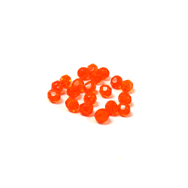 Orange, Round Faceted Fire Polished; 6mm - 20 pcs