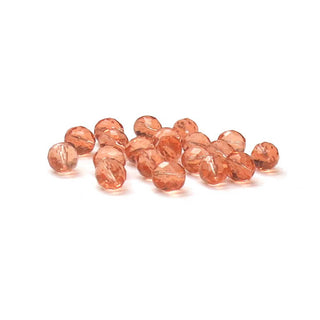 Peach, Round Faceted Fire Polished Beads-10mm; 20pcs