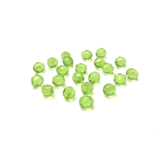 Peridot, Round Faceted Fire Polished; 8mm - 20 pcs