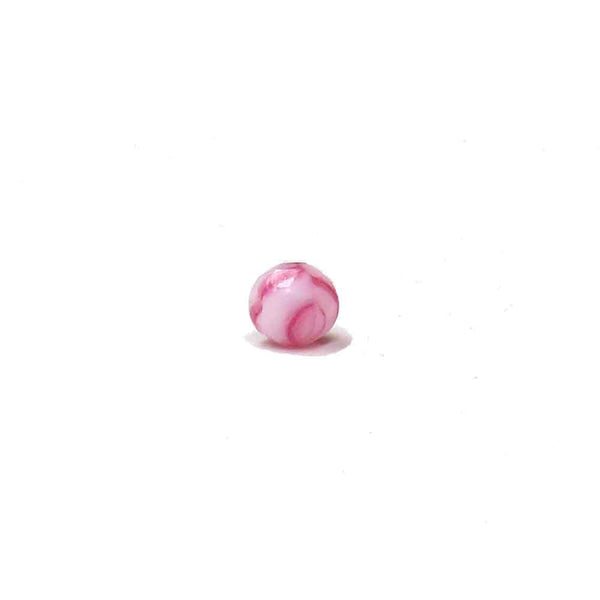 Pink/White, Round Faceted Fire Polished; 8mm - 20 pcs