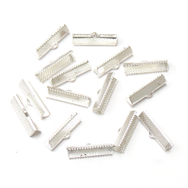 Iron Ribbon Ends, Silver Plated-25x8mm; 15pcs