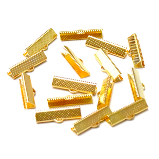 Iron Ribbon Ends, Gold Plated-25x8mm; 15pcs