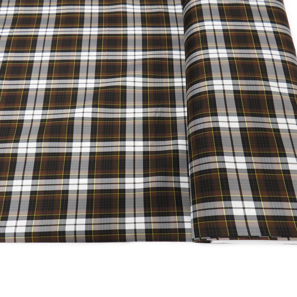 Tela de Cuadro Escolar / School Plaid Fabric Brown Black Yellow White