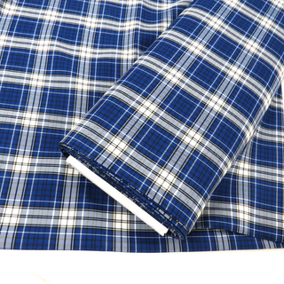 Tela de Cuadro Escolar / School Plaid Fabric- Blue Black White, 60" Wide; 1 yard