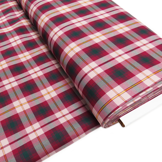 Tela de Cuadro Escolar / School Plaid Fabric- Pink Yellow, 60" Wide; Per Yard or Roll