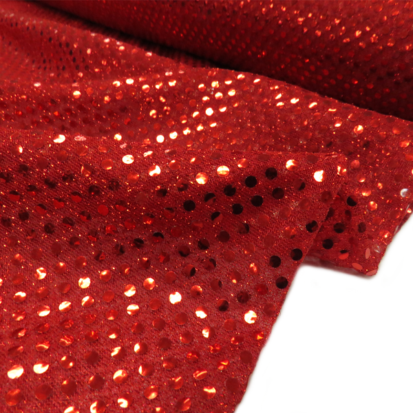 Red, Polyester Sequin - 40" wide; 1 Yard