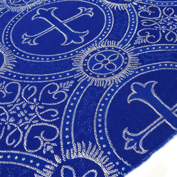 Blue, Polyester/Lurex Liturgia Fabric - 60" wide; 1 Yard