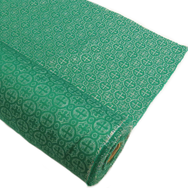Green, Polyester/Lurex Liturgia Fabric - 60" wide; 1 Yard