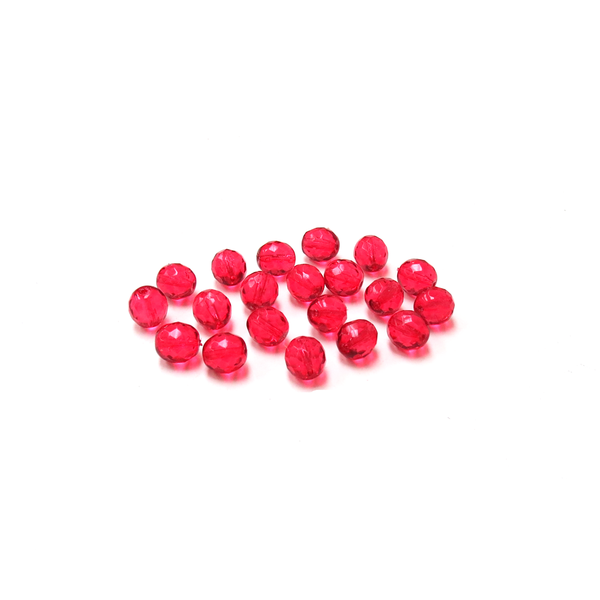 Ruby, Round Faceted Fire Polished; 8mm - 20 pcs