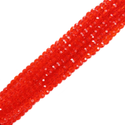 Hot Red, Round Faceted Glass Bead, 4mm; 1 strand