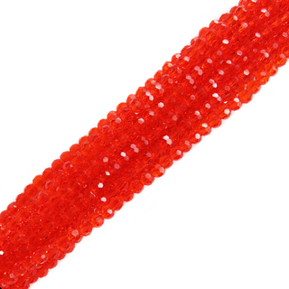 Hot Red, Round Faceted Glass Bead, 4mm; 1 strand