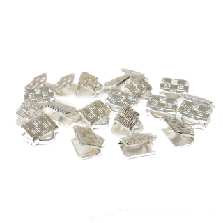 Ribbon Ends, Silver Plated Brass-8x5mm; 20pcs